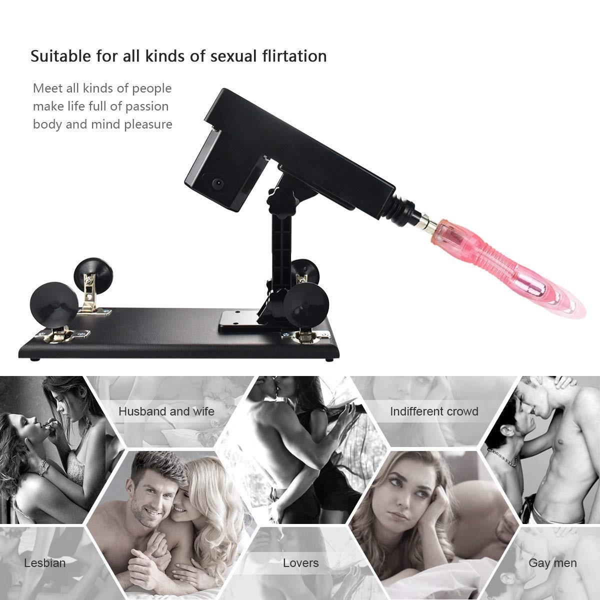 Female Masturbation Sex Machine Gun with Many Dildo Accessories