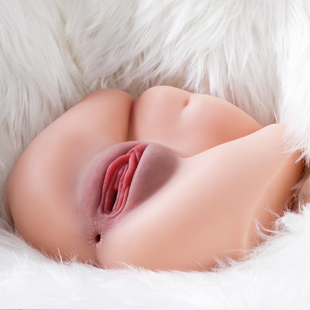 Realistic 3D Big Ass Male Masturbator Sucking Cup Artificial Two Channel Woman Vagina Pussy Anal Adult Sex Toys Doll For