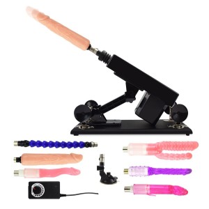 Multi-Angle Adjustable Automatic Sex Machine With 1 Flexible Extend Tube,1 Suction Cup And 5 Dildos For Masturbation