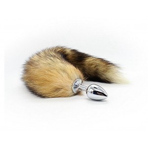 Anal Plug with Soft Wild Fox Tail Stainless Steel Anal Stimulator for Women 