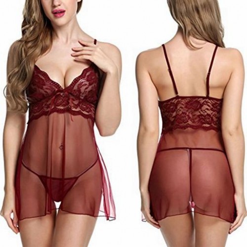 Women Babydoll Lingerie Sleepwear Lace Chemises Outfit