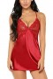 V Neck sexy Lingerie Women Nightwear Satin Sleepwear Lace Chemise