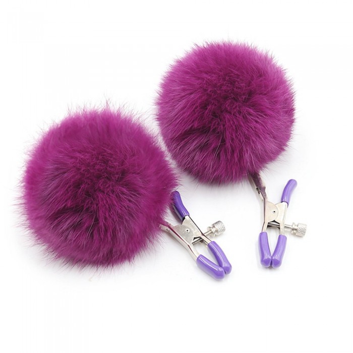 Plush Ball Fetish Breast Nipple Clamps Clips Flirting Sex