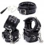 Leather Padded Hands Cuffs and Ankle Cuffs Neck Collar Leash For Couple foreplay