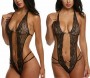 Women Deep V Lace  Halter sexy Lingerie Babydoll Mini Bodysuit 