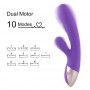 Waterproof Rabbit Vibrator with heat, Rechargeable Silicone Personal Massager Dual Motor 10 speed for Woman (Purple)