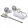 Black Silver Lace Satin Blindfold Handcuffs And Whip For Couples Foreplay