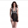 Deep V-neck midnight affair camisole sexy lingerie set with G-string.